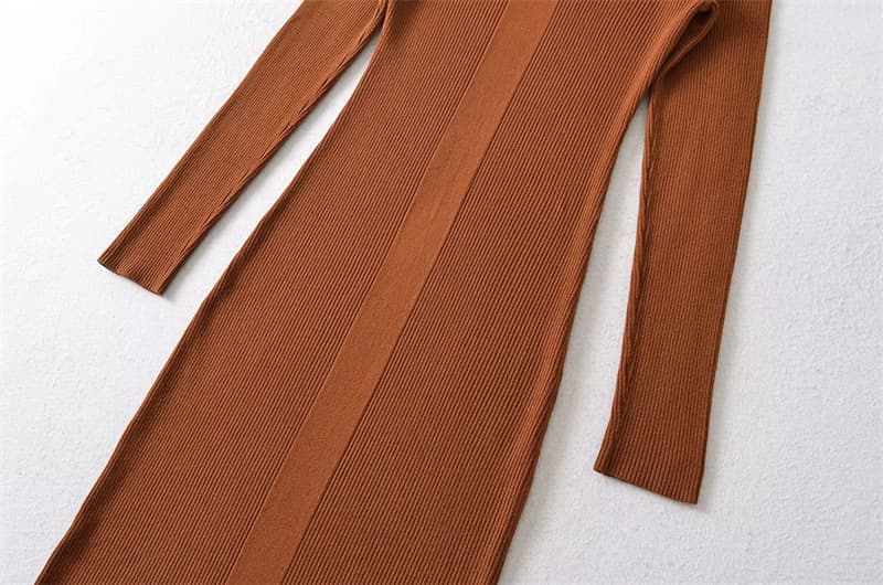 タイトワンピース リブニット タートルネック マキシワンピース